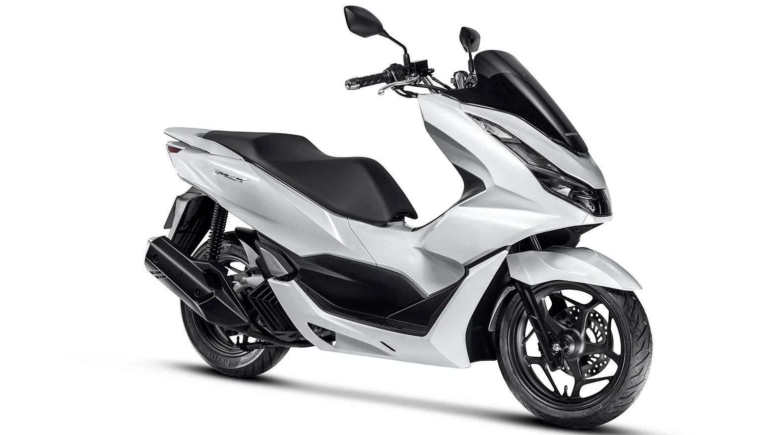 PCX branca vista lateral dianteira direita