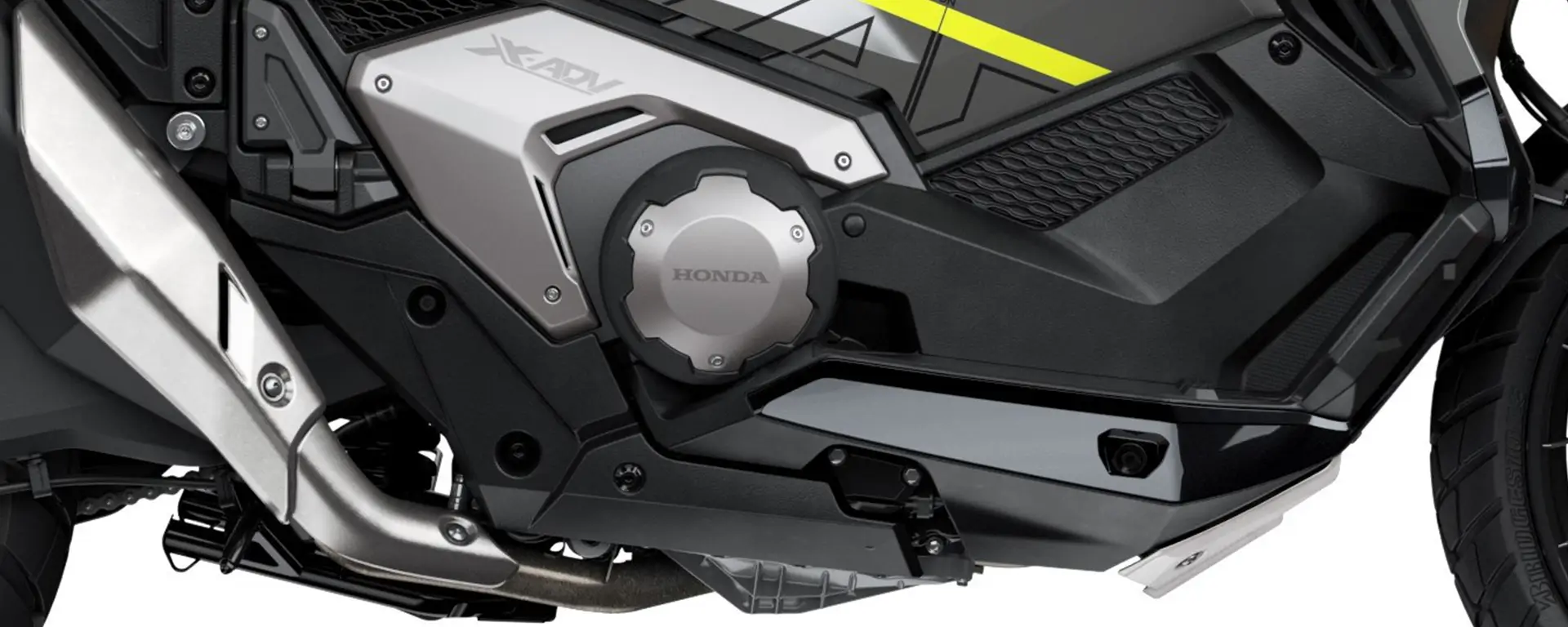 Detalhe do motor bicilíndrico Honda X-ADV 2025
